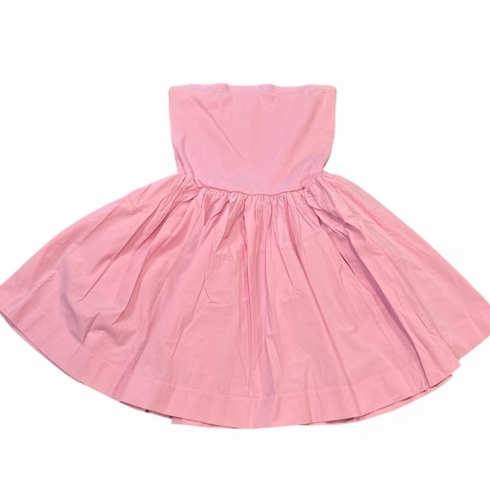 Double Zero Strapless Mini Dress Size Large Pink Pull On Flowy Skirt Stretch Top - Picture 7 of 12